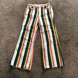 BDG Striped High Waisted Flare Cut Pants